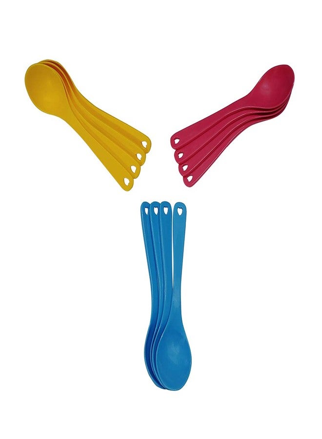 faas 12 Pcs Food Plastic Spoon Set for Baby Feeding Plastic Table Spoon Set Plastic Tea Spoon, Coffee Spoon Set - Image 3
